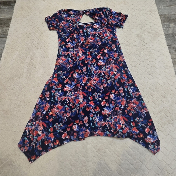 Cuddl Duds Flexwear Blue Floral Swing Cozy Dress, Size Medium - Picture 6 of 7